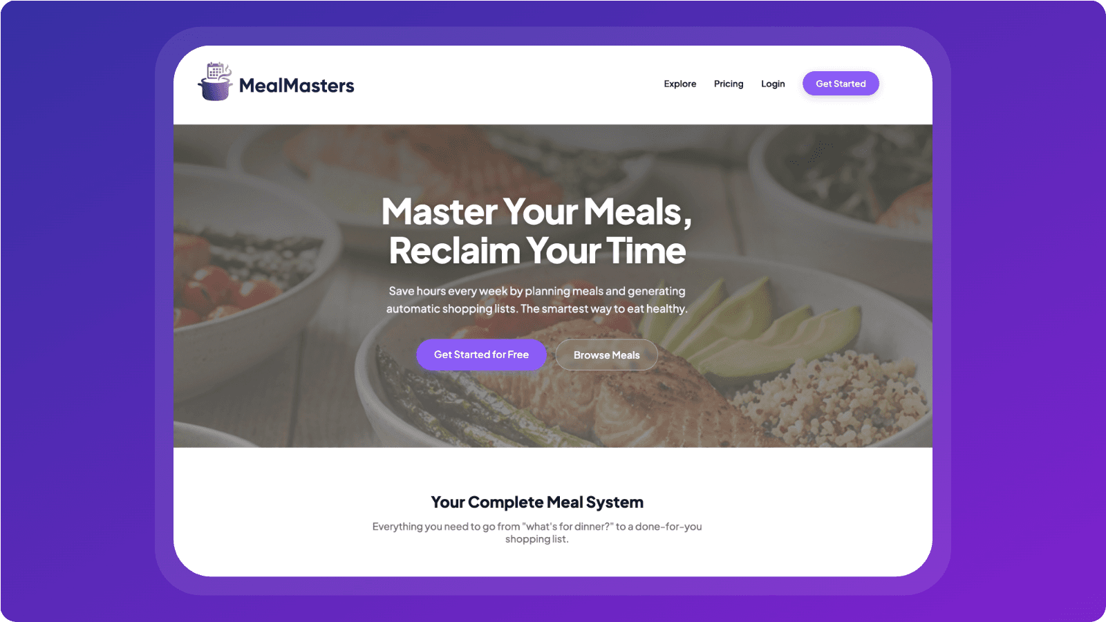 MealMasters meal planning app interface