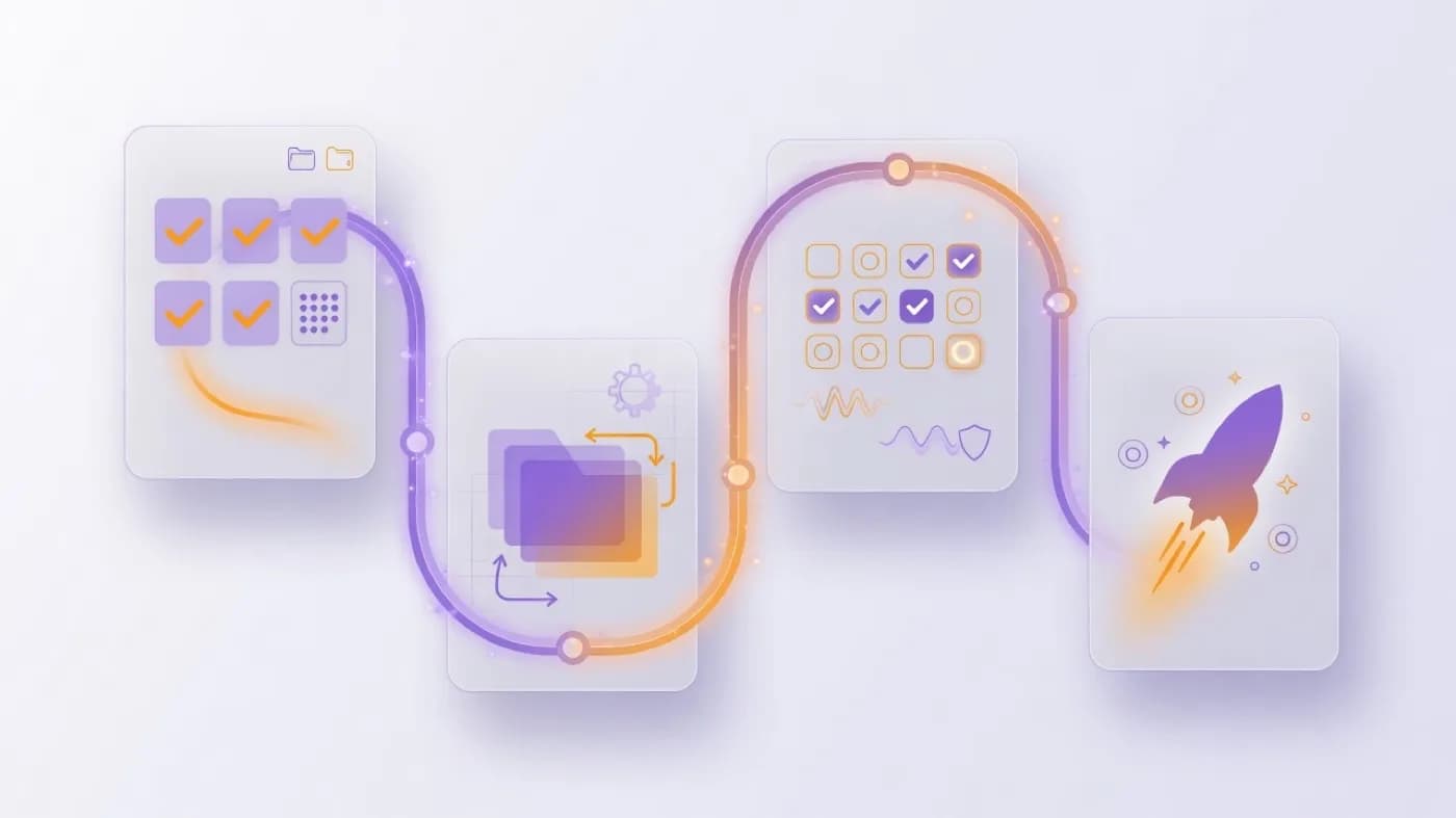 Illustratie van het upgradeproces in vier stappen